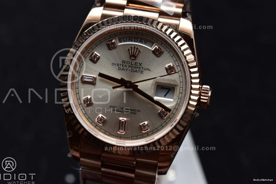 RG 36 V5 with Silver vr3255 DayDate 904L Edition Diamond (Gain EasyMatch Square on QF Steel President Bracelet Dial Best Weight) 675 1023